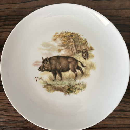 Eschenbach Bavaria vintage porcelain plates set of 2 with hunting motifs