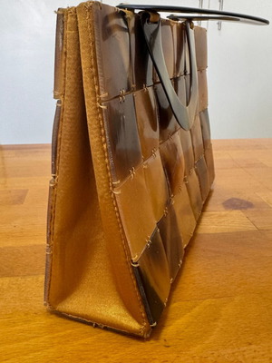 Accessorize clutch bag used, brown and gold
