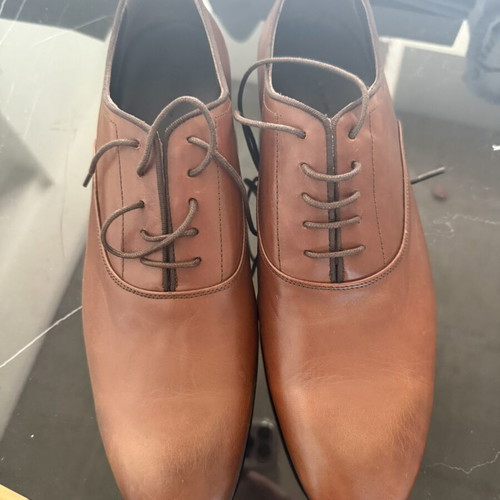 Zara Man Dark Brown Leather Cap-Toe Oxford Dress Shoes Size 43