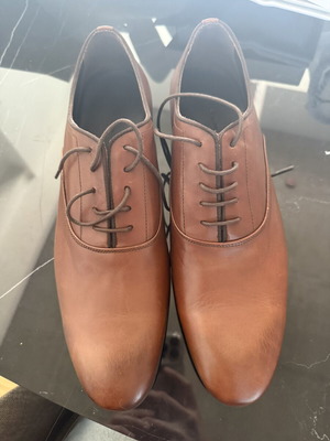 Zara Man Dark Brown Leather Cap-Toe Oxford Dress Shoes Size 43