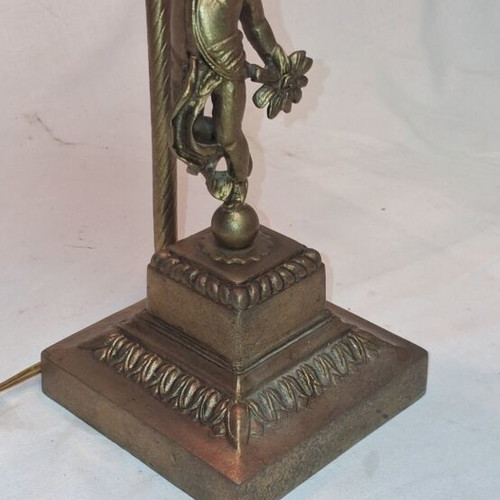 Vintage table lamp with angel and art glass, like new, 40cm
