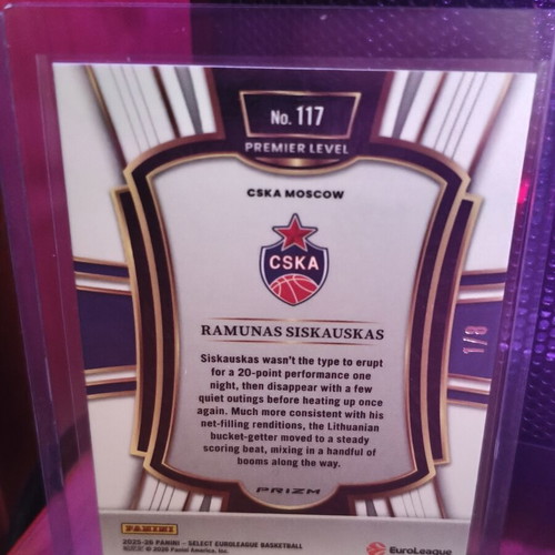 Ramunas Siskauskas 1/8 Premier Elite Select basketball card new