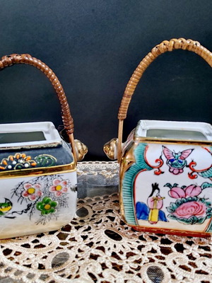 Japanese porcelain baskets set of 2 used