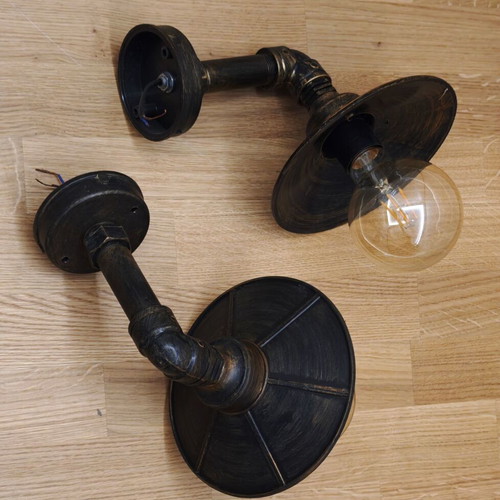 Vintage look wall lights like new with bulbs, plastic