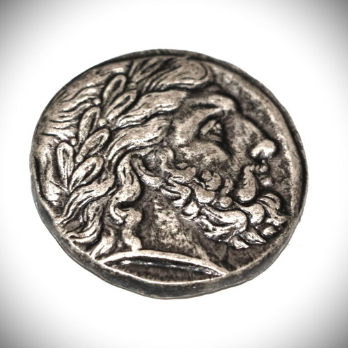 Ancient pendant silver-plated coin - replica - Philip, glass case necklace pendant 22K gold-plated