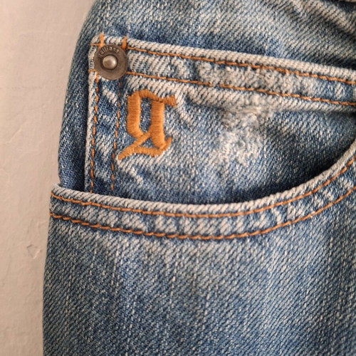 Vintage Y2K John Galliano Low Rise Newspaper Jeans like new, blue