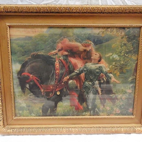 English painting La Belle Dame Sans Merci with carved frame
