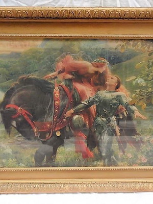 Εγγλέζικος πίνακας La Belle Dame Sans Merci με σκαλιστή κορνίζα