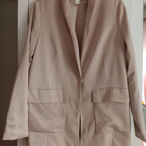 Satin jacket M new with belt pink nude
