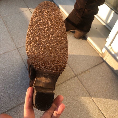 Suede boots brown like new, high with inner sock