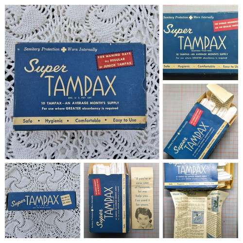 Vintage rare Tampax Super 10 tampon box used