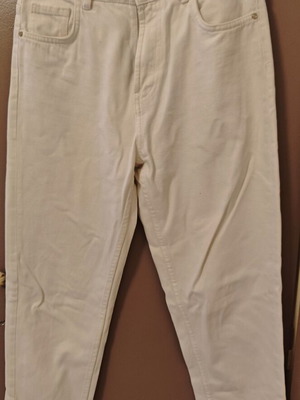 Zara high-waisted denim pants used, white