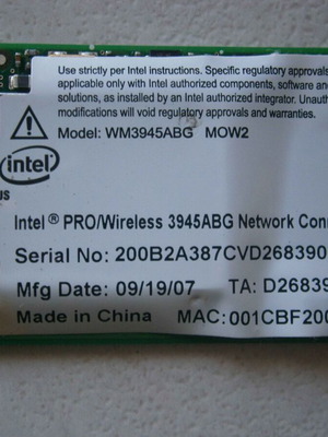 Intel 3945ABG мрежова карта употребявана за лаптоп 802.11g