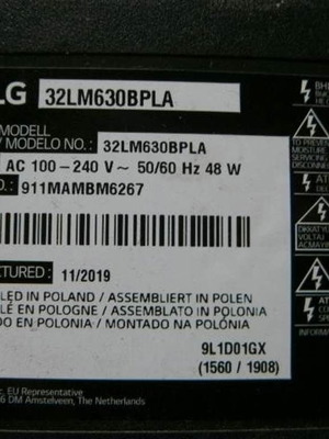 Πλακέτες LG 32LM630BPLA μεταχειρισμένες λόγω σπασμένης οθόνης