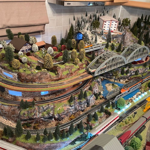 Two-Story Handcrafted Train Model with Lighting and Controls