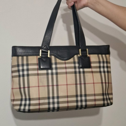 Vintage τσάντα Burberry χειρός ανακαινισμένη, μπεζ 37x23x14