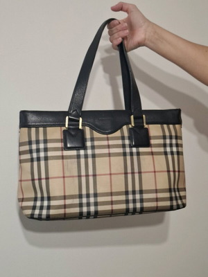 Vintage τσάντα Burberry χειρός ανακαινισμένη, μπεζ 37x23x14
