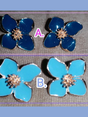 Stainless Steel Flower Stud Earrings with Enamel new, 2 pairs petrol and blue