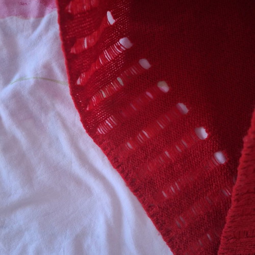 Sarah Lawrence red knitted openwork sweater, size M