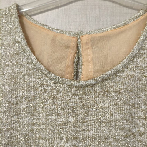 Handmade Gold Mini Tweed Lurex Shift Dress Size S/M new