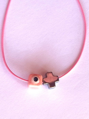 Necklace with eye and cross from natural hematite stone made to order