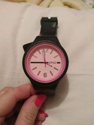 Women's watch with black silicone strap