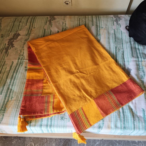 Tablecloth with decorative tassels used, cotton 1.73m x 1.33m