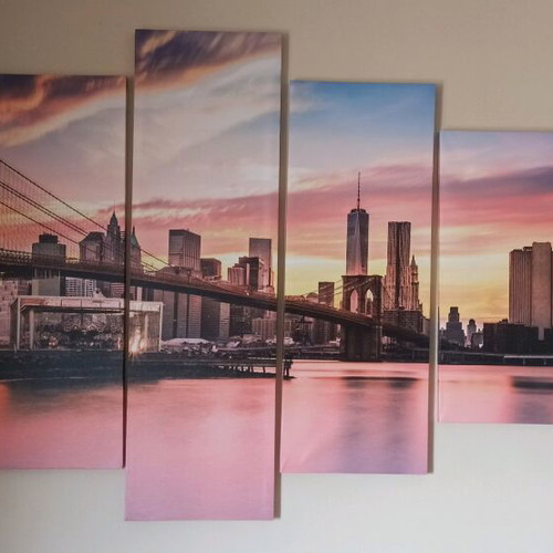 Canvas painting pentaptych 'Brooklyn Bridge' like new