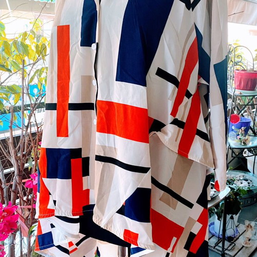 Marella Long Shirt White Blue Red with Belt like new