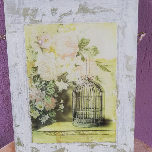 Decorative wooden painting 30x24 in excellent condition, romantic