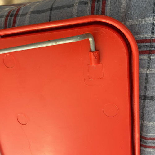 IKEA red plastic bed trays used, set of 2