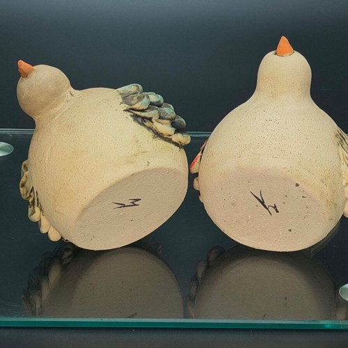 Handmade ceramic doves by ΜΑΡΙΑΣ ΛΙΟΥΓΚΑ, set of two, like new