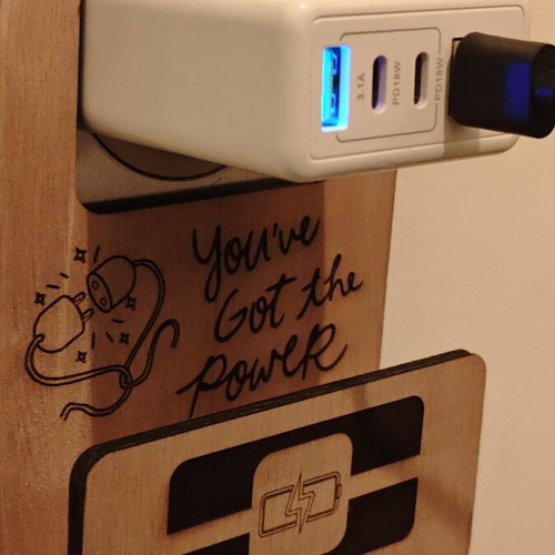 Wooden Hanging Phone Charging Stand for Wall Socket