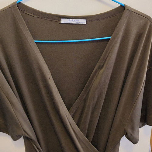 Zara jumpsuit khaki draped midi like new