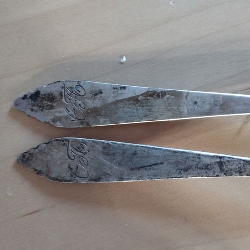 Set of 3 silver 800 forks used with Greek monogram 19th century