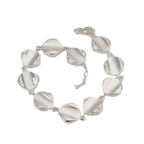Bracelet for women new, silver chain with square links