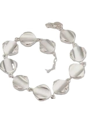 Bracelet for women new, silver chain with square links