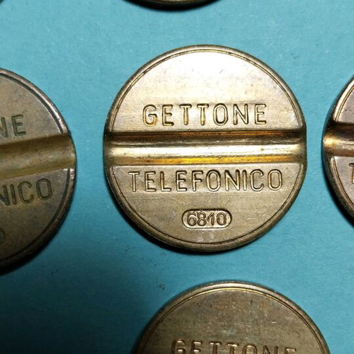 Gettone used phone coins, pack of 7 pieces