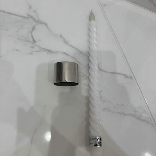 H&M metal candle holder with LED battery candle, 28cm