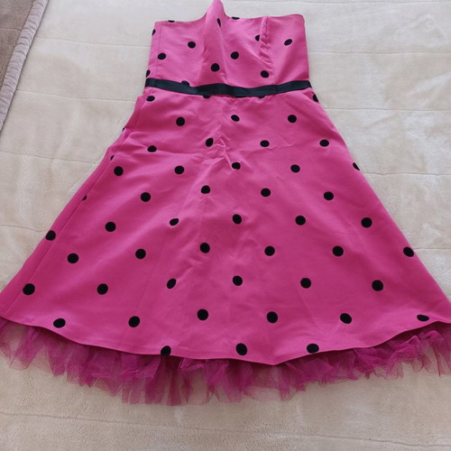Vintage strapless dress used, size S, pink