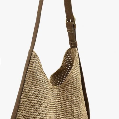 Parfois shoulder bag with straw effect, medium size