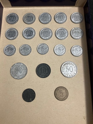 Lot of 20 German notgeld coins from Weimar Republic like new