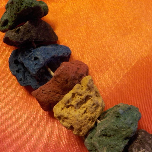 Necklace with colorful pumice stones 52 cm long
