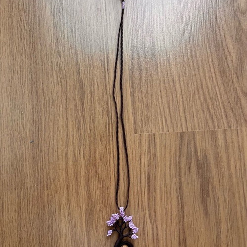 Macrame tree necklace new, purple and brown color