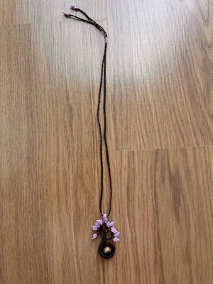 Macrame tree necklace new, purple and brown color