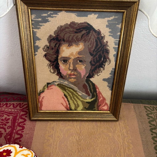 Handmade embroidered painting like new with frame