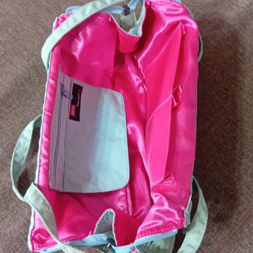 Diesel Spare Parts crossbody bag used, pink and turquoise nylon