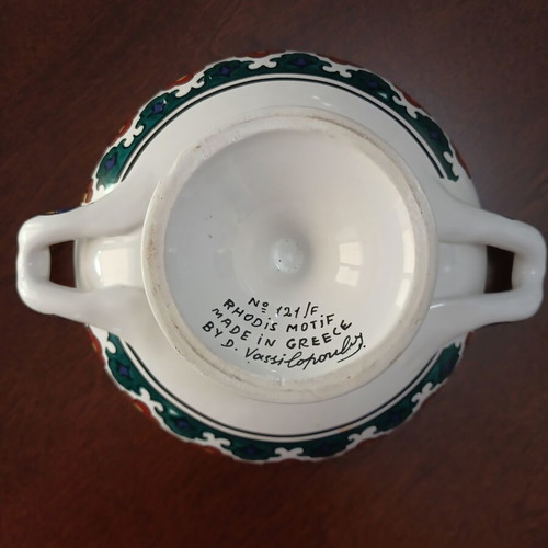 Handmade collectible ceramic bowls from Rhodes by D. Vassilopoulos, like new, set of 2