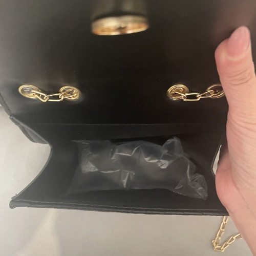 Bag new black chevron quilted with gold chain and V detail