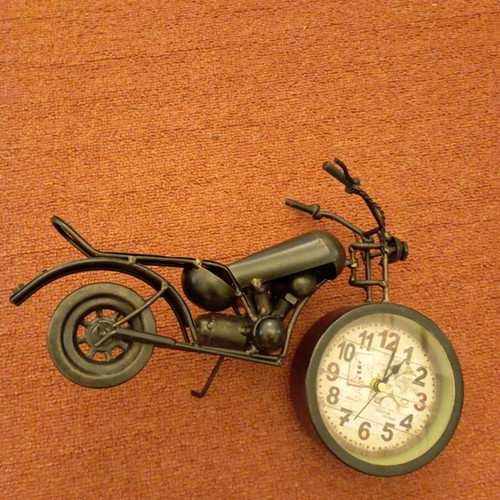 Metal motorcycle clock new, length 30 cm